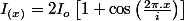 I_{(x)}=2I_{o}\left[1+\cos\left(\frac{2\pi.x}{i}\right)\right]